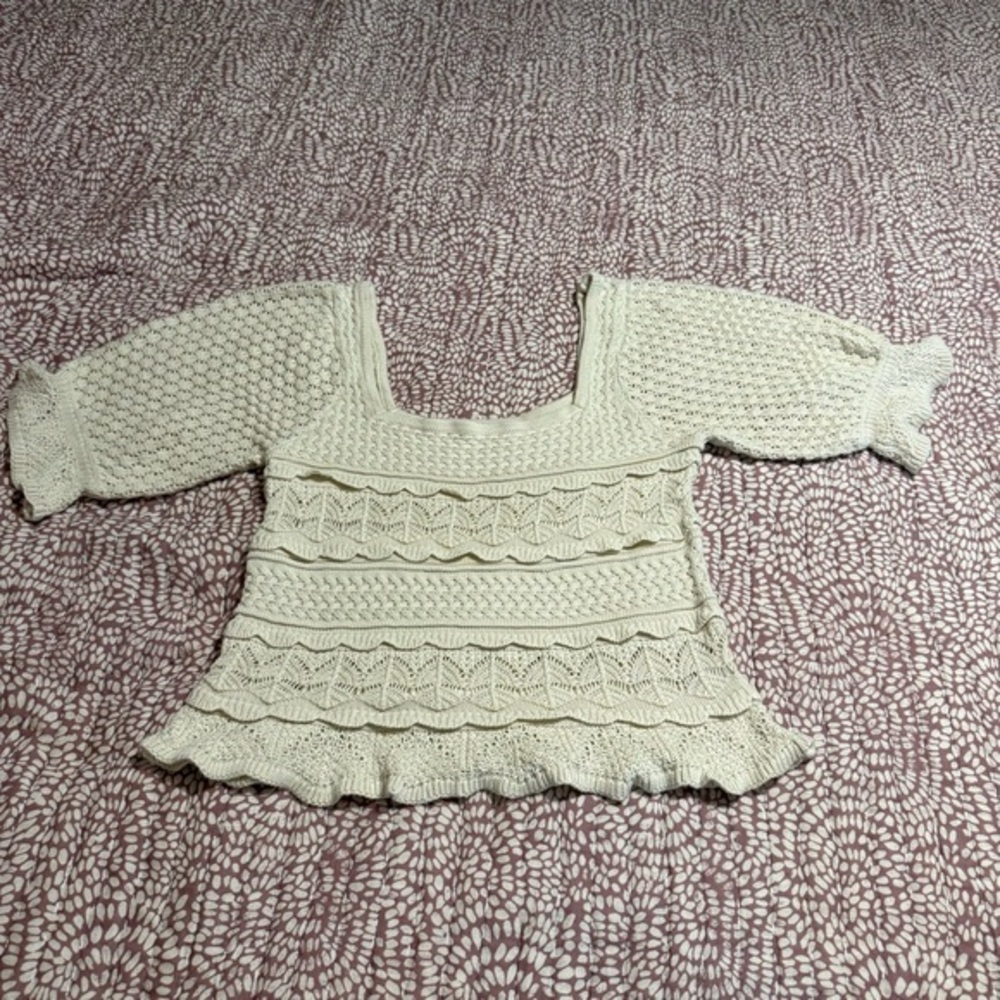 🌼 Koko + Mason Cream Textured‎ Knit Sweater – XL